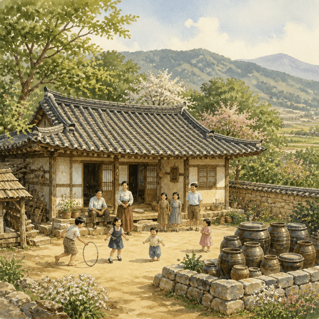 작은 마당의 기와집